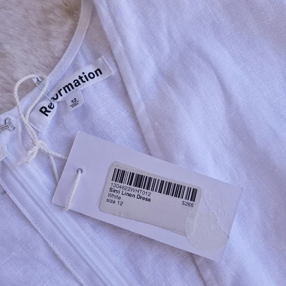 Reformation Simi Linen Minimilist Puff Sleeve Mini Dress - Picture 4 of 16